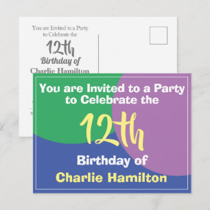 12th Birthday Invitation Postcard