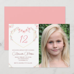 12th birthday invitations Boho Floral Photo