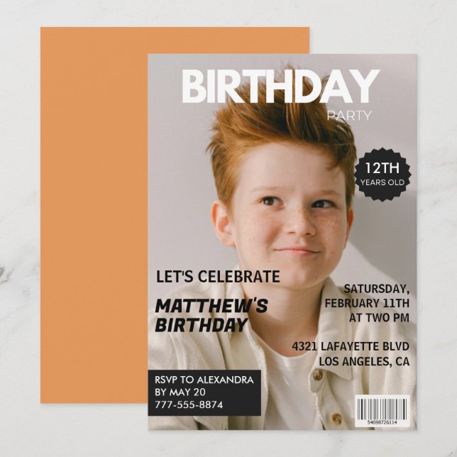 12th birthday invitations for him Magazine Cover (Front/Back)