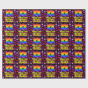 12th Birthday: Loving Hearts Pattern, Rainbow # 12 Wrapping Paper