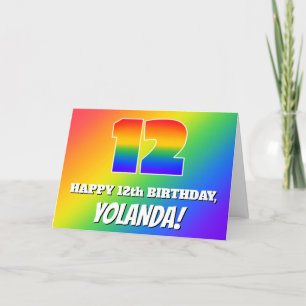 12th Birthday: Multicolored Rainbow Pattern # 12 Card
