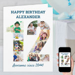 12th Birthday Number 12 Blue Photo Collage Card<br><div class="desc">Personalized 12th Birthday Card with photo collage in the shape of the number 12. The template is set up for you to add your pictures, which will be displayed in a portrait, landscape and square formats to give you plenty of lessons in your favourite photos. You can also edit the...</div>