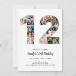 12th Birthday Number 12 Custom Photo Collage Invitation<br><div class="desc">Mark twelve years of wonderful memories and adventures with this captivating 12th Birthday Number Photo Collage. This customizable template is the perfect blend of creativity and sentiment, allowing you to create a truly memorable gift for your loved one's special day. Capture the essence of incredible years in a single masterpiece...</div>