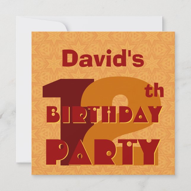 12th Birthday Party 12 Years Gold Stars W783 Invitation (Front)