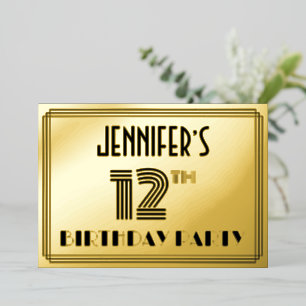 12th Birthday Party — Art Deco Style “12” & Name