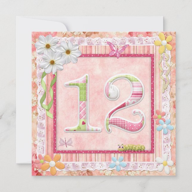 12th birthday party scrapbooking style invitation (Front)