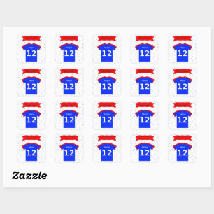 12th birthday party thank you custom name and text square sticker