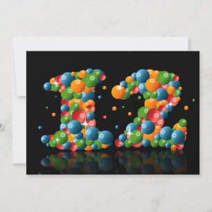 12th Birthday party, with bubbles and balls Invitation