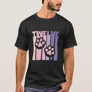 12Th Birthday Paw Cute Dog Fan 12 Years Old For Gi T-Shirt