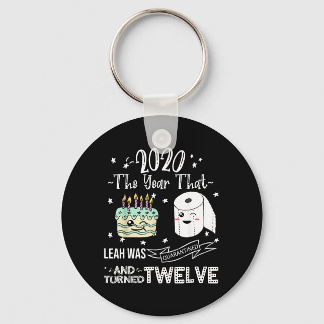 12th Birthday Personalized Leah Quarantine Cake Keychain (Front)