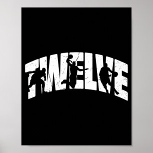 12th Birthday Retro Basball 12 Years Old Boy Girl Poster