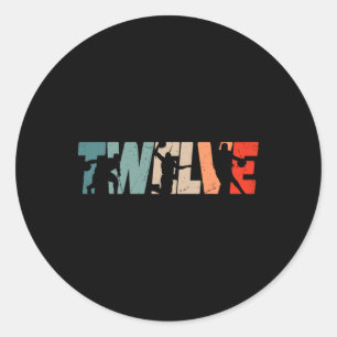 12th Birthday Retro Basketball 12 Years Old Boy Gi Classic Round Sticker