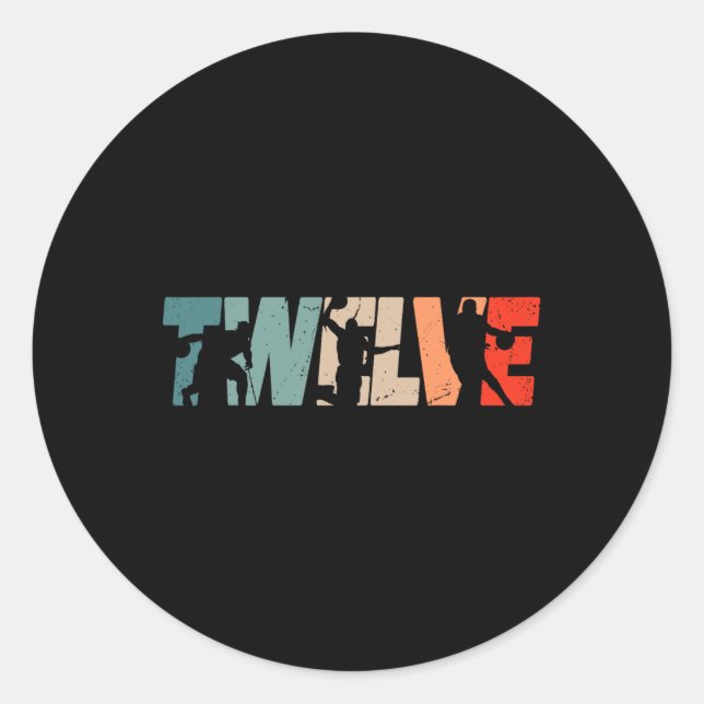 12th Birthday Retro Basketball 12 Years Old Boy Gi Classic Round Sticker (Front)