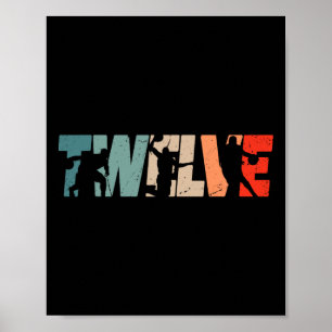 12th Birthday Retro Basketball 12 Years Old Boy Gi Poster