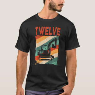 12th Birthday Retro Excavator Construction Vehicle T-Shirt