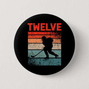 12th Birthday Retro Ice Hockey 12 Years Old Boy Gi 2 Inch Round Button
