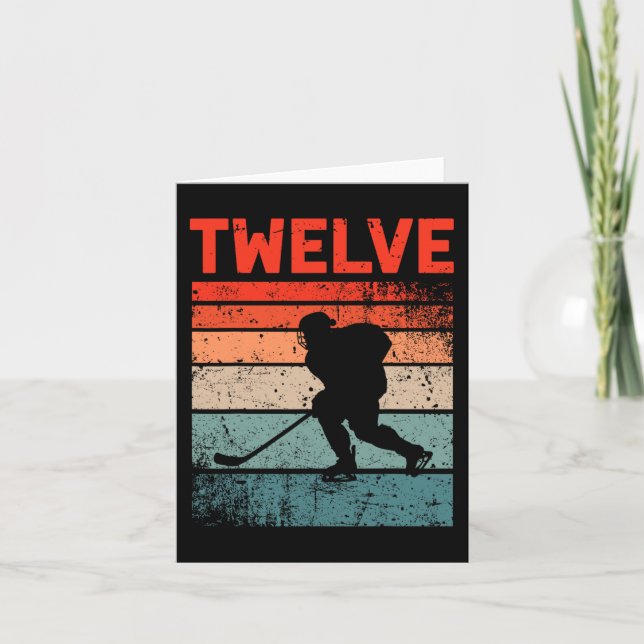 12th Birthday Retro Ice Hockey 12 Years Old Boy Gi Card (Front)