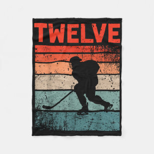12th Birthday Retro Ice Hockey 12 Years Old Boy Gi Fleece Blanket