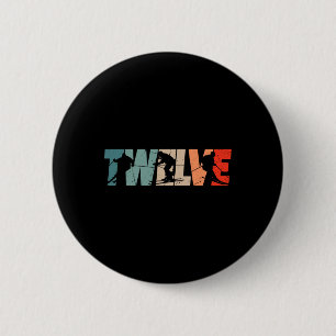 12th Birthday Retro Ski Skiing 12 Year Old Boys Gi 2 Inch Round Button