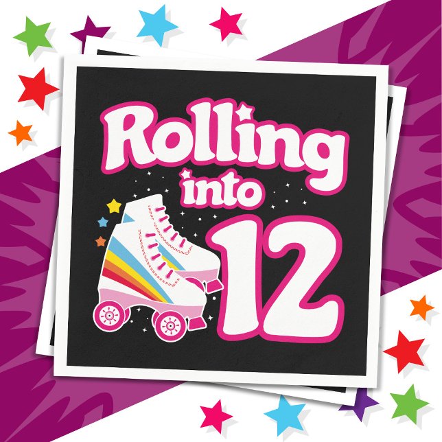 12th Birthday Roller Skating 12 Years Old Skate Napkin (Creator Uploaded)