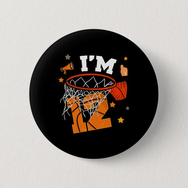 12th Birthday Sketll Boy Twelve Years 12 Yr Old Bd 2 Inch Round Button (Front)