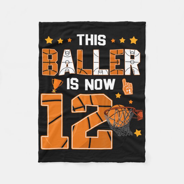 12th Birthday Sketll This Ller Is Now Twelve Years Fleece Blanket (Front)