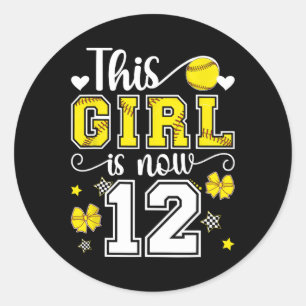 12th Birthday Softll Girl 12 Year Old Softll Playe Classic Round Sticker