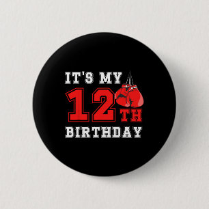 12th Boxing Birthday Party Twelve Year Old Boxer B 2 Inch Round Button