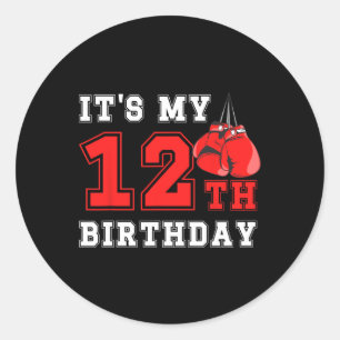 12th Boxing Birthday Party Twelve Year Old Boxer B Classic Round Sticker