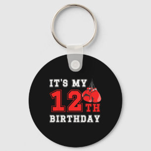 12th Boxing Birthday Party Twelve Year Old Boxer B Keychain