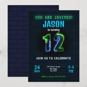 12th Boy Birthday Invitation