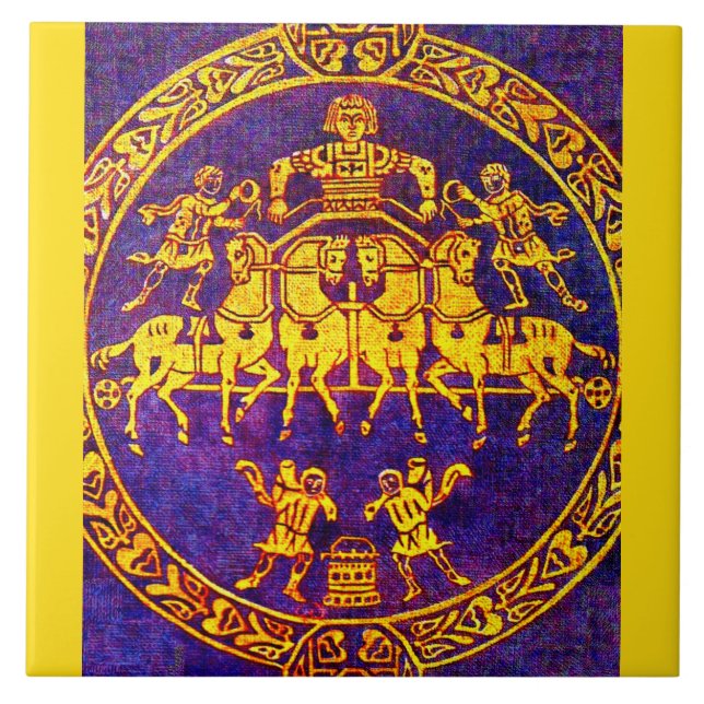 12th century medieval horseman and soldiers tile (Front)