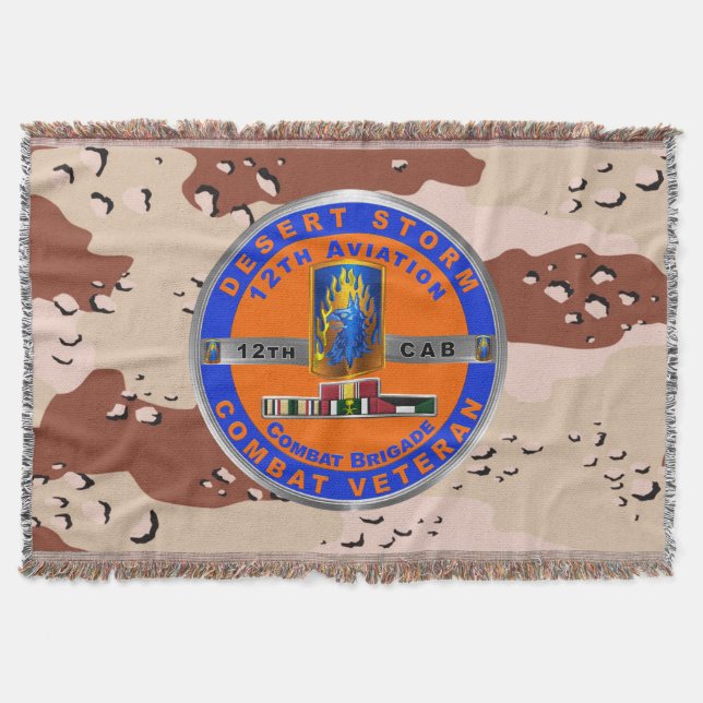 12th Combat Aviation Brigade Desert Storm Veteran Throw Blanket (Front)