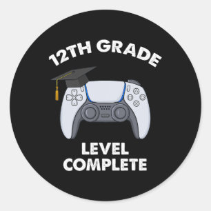12th Grade Level Complete Graduation Gamer Boys Sc Classic Round Sticker