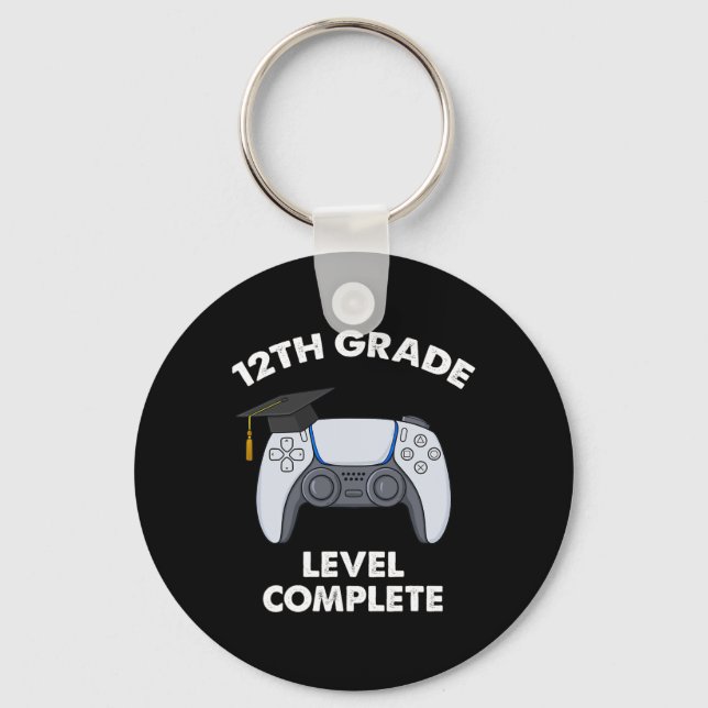 12th Grade Level Complete Graduation Gamer Boys Sc Keychain (Front)
