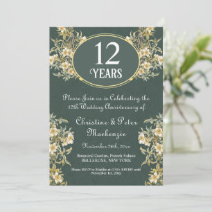 12th Silk Wedding Anniversary Rich Floral Invitation