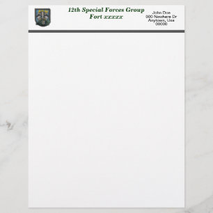 12th special forces vets veterans flash Letterhead
