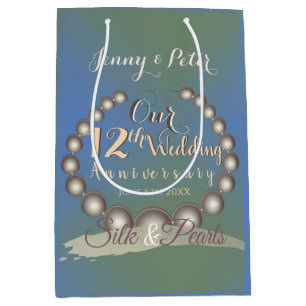 12th Wedding Anniversary Black Pearls    Medium Gift Bag