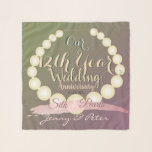 12th Wedding Anniversary Pearls Scarf<br><div class="desc">Uniquely designed for her for their 12th wedding anniversary, I've illustrated a string of cultured pearls, added this fabulous vintage-like font and plum moss color for a stunning wearable honoring of this special date and year. I'm also available for any custom illustration, just message me and I'll get right back...</div>