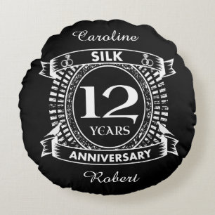 12TH wedding anniversary silk Round Pillow