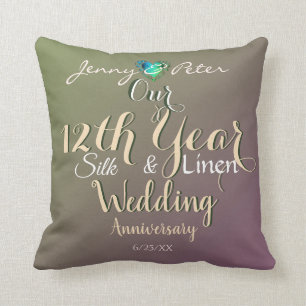 12th Year Wedding Anniversary Jade Throw Pillow