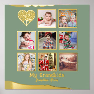 12x12 Photo Collage Gold Foil Sage Olive Green Foil Prints