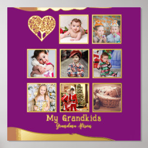 12x12 Photo Collage REAL GOLD FOIL Magenta Pink Prints