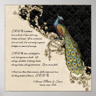12x12 Vintage Peacock 1 - Wedding Personalized Poster