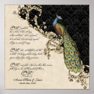 12x12 Vintage Peacock 1 - Wedding Personalized Poster