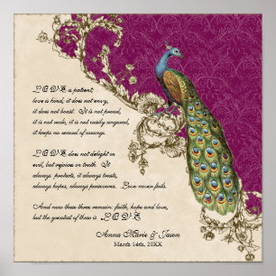 12x12 Vintage Peacock 1 - Wedding Personalized Poster