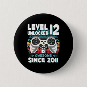 12yr BDay Son Boy Fun Gamer 12th 12 Year Old Birth 2 Inch Round Button