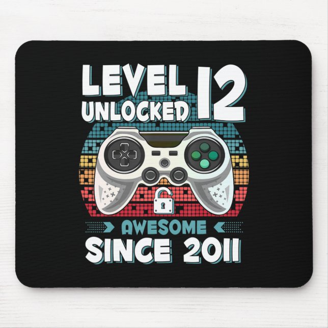 12yr BDay Son Boy Fun Gamer 12th 12 Year Old Birth Mouse Pad (Front)