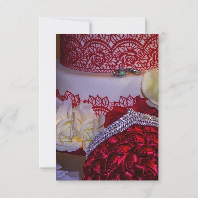 1304-Wedding Cake, Bouquet and Rings Invitation (Front)