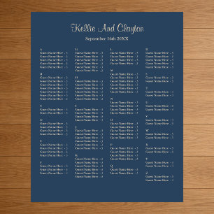 130 Classic Blue Simple Wedding Seating Chart